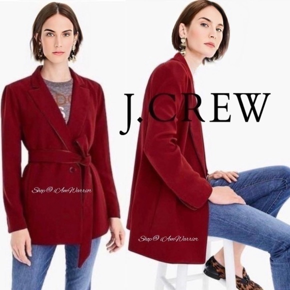 J.Crew NWOT burgundy 365 crepe tie waist wrap blazer *shop@iamwarrior - Picture 2 of 11